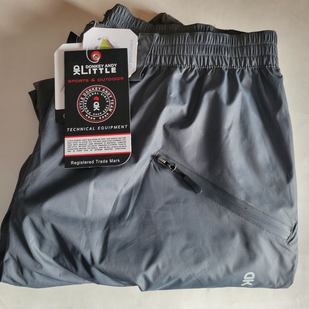 NWT Little Donkey Andy Waterproof Sealed Rain Pants Men's Size XL Gray 36 Waist